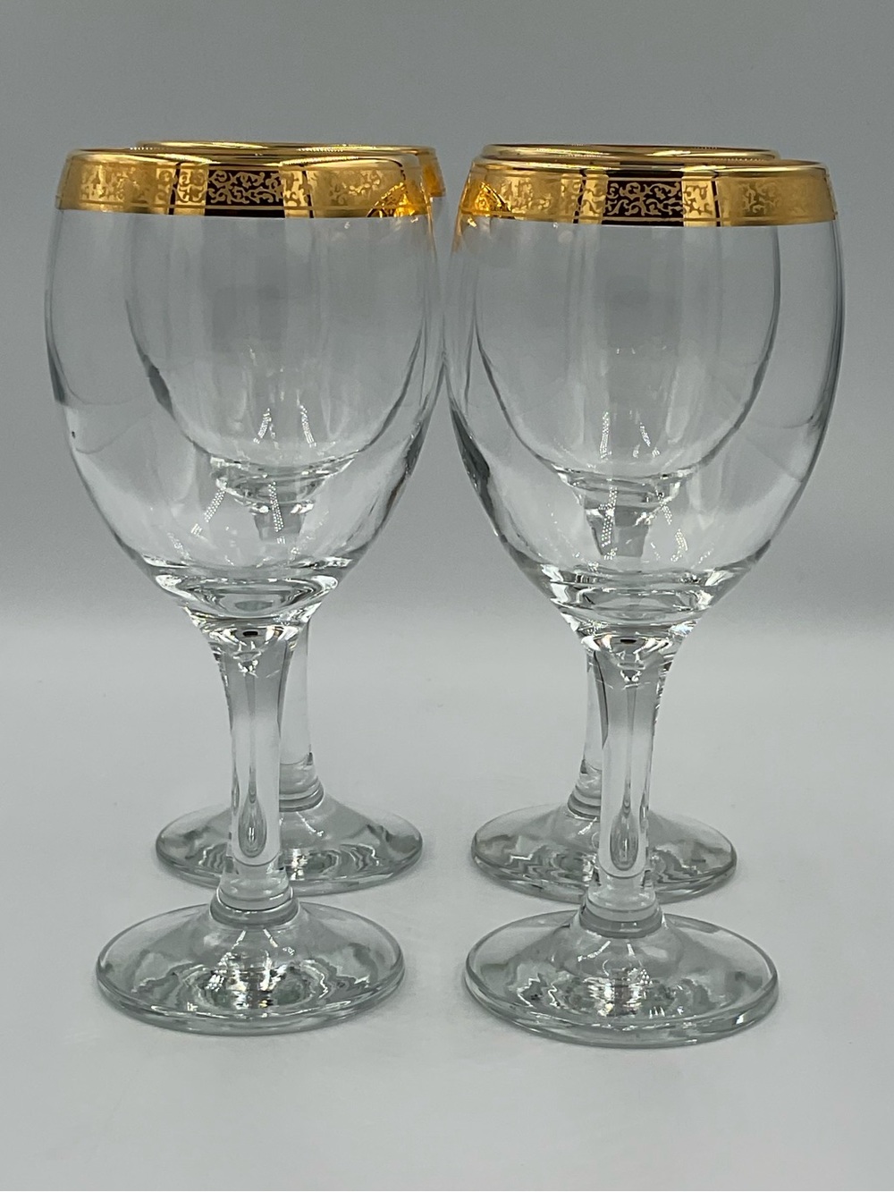 Vintage Home Essentials IMPERIAL Water Goblets 24k Gold Filigree Band- Set of 4
